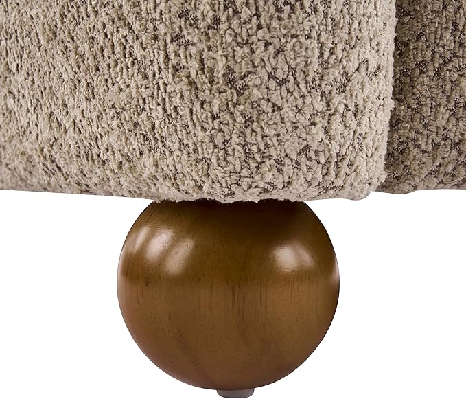 Christopher Knight Home Aiden Boucle Wingback Accent Chair Fabric Upholstered Club Chair with Wooden Frame Comfy Reading Chair for Living Room/Bedroom Light Brown+Walnut