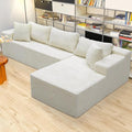 White sectional couches for Living Room Corduroy Couch104 Cloud Sectional Couch with L-Shape Chaise Modern Modular Sofa Deep Seat Comfort No Assembly Required(Plush Corduroy Fabric)