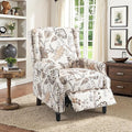 Recliner Chair Upholstered Wingback Floral Pushback Armchair with Adjustable Backrest &amp Footrest Comfy Accent Chair for Small Spaces Living Room Bedroom (Plants Beige Set of 1)