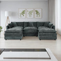 Setawix Deep 3 Seater Couch with Ottomans112.2 U-Shaped Cloud Couches for Living RoomChenille Cloud Sofa Couch with Deep SeatModular Sectional U Shape 3 Seat Sofa for Bedroom (Grey 3+2)