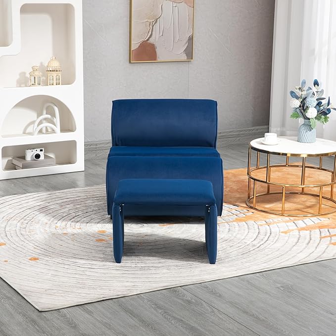 House Hold Accent Chair with Ottoman Cushioned deep seat no armrest Accent Single Lazy Chair for Living Room