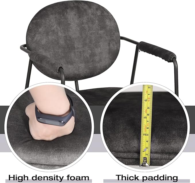 Sophia &amp William Living Room Chairs 18 Velvet Accent Chair Metal Armchairs Vanity Chair Leisure Chair Middle Back Reception Chair for Livining Room Bedroom Metal Leg Detachable Armrest Dark Grey