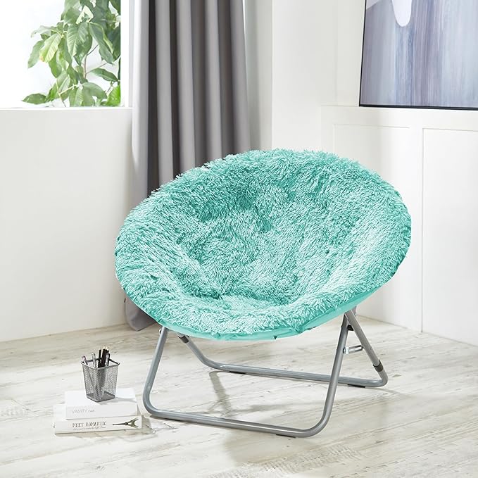 Urban Lifestyle Oversized Mongolian Faux Fur Saucer Chair White