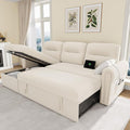 Sleeper Sofa Bed 87'' Pull Out Couch Bed with Reversible Storage Chaise &amp Nailhead Armrest Sectional Couches for Living Room Side Pocket &amp Charging Station Removable Backrest Velvet Fabri