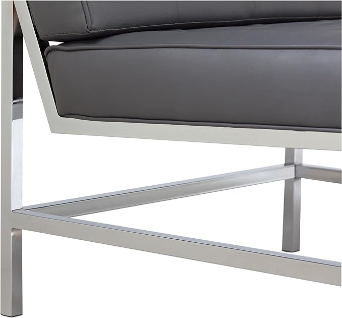 Ashlar Modern Accent Chair in Blended Leather Chrome/Gray