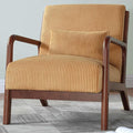 Modern Accent Chairs with Waist Cushion Comfy Upholstered Chair Living Room Corduroy Reading Chair with Solid Wood Frame Side Chairs for Living Room Bedroom Sunny Room Balcony (Yellow)