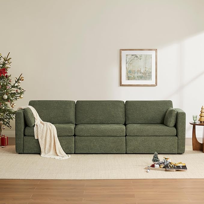 CHITA Oversized Modular Sectional Convertible Fabric Sofa Set FSC Certified Extra Large Sectional Deep Seat Couch for Living Room 112 inch Width3 Seat Modern Modular Sofa Moss Green