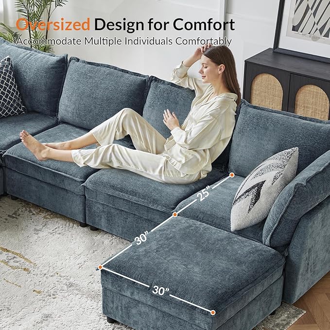 HULALA HOME 67'' Modern Chenille Loveseat Sofa 2 Seater Couch with Storage Comfy Deep Seat Small Loveseat Couches for Living Room Furniture with Pillows Easy to Install Blue
