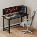 43 Home Office Desk Modern Computer Desk 43.3x23.6x29.5 inches PC Table with Thicken Frame Industrial Style Sturdy Metal Frame Furniture for Writing Gaming Black+Black