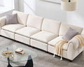 119 Inches Cloud Modular Sectional Sofa 4 Seater Chenille Fabric Couch Modern Convertible Comfortable Sofa Couch for Living Room White