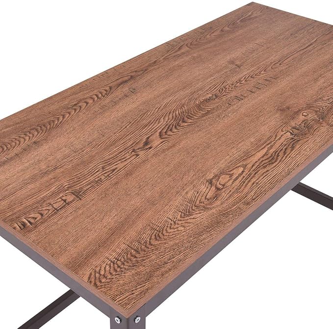 COSTWAY Computer Wood Portable Compact Simple Style Study Writing Desk Workstation 4 Smooth Wheels Home Office Collection Work Table Brown