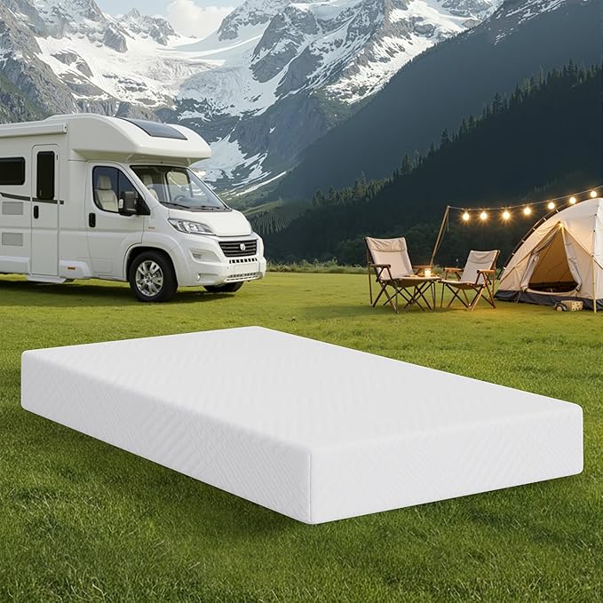 MLILY Short Queen RV Mattress in a Box 8 inch Mattresses for RVs Campers &amp Trailers Green Tea Memory Foam Mattress for Cool Sleep &amp Pressure Relief Medium 60 x 75
