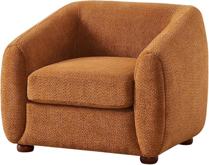 VANOMi Accent Chairs for Living Room Modern Living Room Chairs with Cushion Sherpa Reading Chairs for Adults Bedroom Apartment Curry