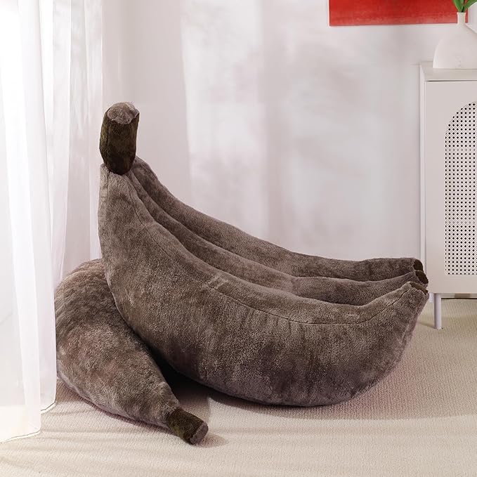 Banana Bean Bag Chair with Ottoman Floor Sofa Bed with Footrest Comfy Convertible Lounger for Teens &amp Adults Plush Couch for Bedroom Living Room or Dorm M-Coffee