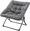 OAKHAM Comfy Chair for Adults Soft Faux Fur Folding Lounge for Bedroom Living Room Dorm Rooms Flexible Reading Chair for Teens Kids X-Large Foldable (Faux Fur-Charcoal Gray)