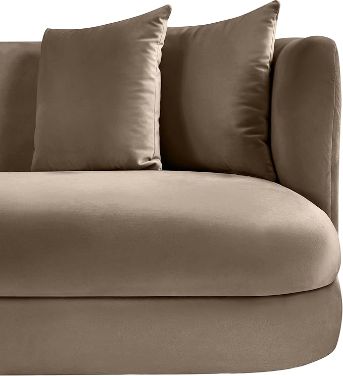 Meridian Furniture 699Taupe-L Alder Collection Modern | Contemporary Loveseat with Ultra Luxe Taupe 460 GSM Velvet Solid Wood Frame 66 W x 36 D x 30 H Taupe