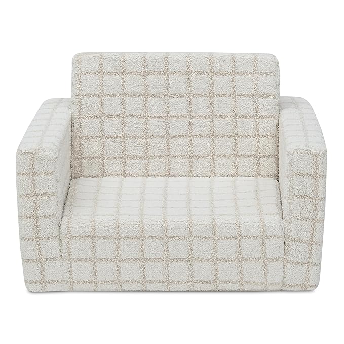 Delta Children Checkered Cozee Flip-Out Chair Cream
