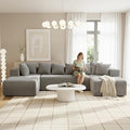 130 Boneless Couch Cloud Couch Sectional Corduroy Sofa for Living Room U Shaped Modular Sofa with Chaise No Assembly 4 Seats Oversized (Grey)