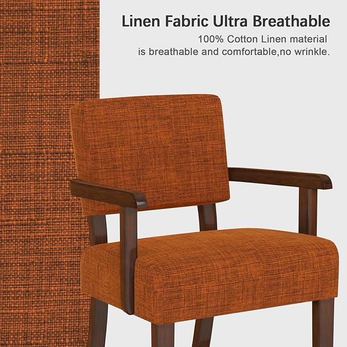 Mid Century Modern Accent ChairArmchairs with Solid Wood Frame and LegsUpholstered Reading Leisure Chair for Living RoomBedroomOfficeWaiting Room (Orange)