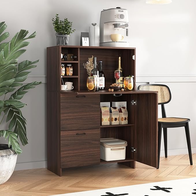 Foldable Desk Cabinet with Storage Drawers &amp Shelves Multi-Functional Space-Saving Organizer for Home/Office/Dorm