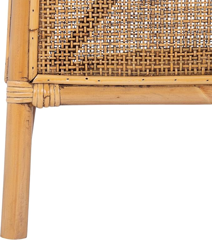 SAFAVIEH Home Collection Jessica Honey Brown Wash Rattan Accent Chair with White Cushion