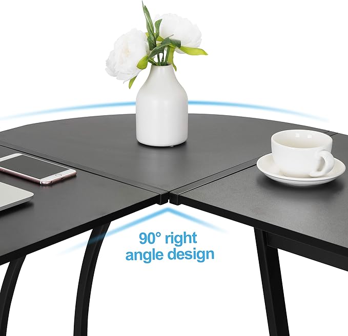 L-Shaped Corner Computer Desk Modern Gaming PC Study Table Writing Workstation for Home Office Black