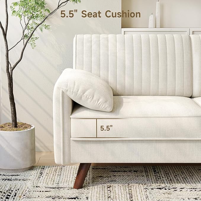 ONBRILL 64.5 Loveseat Sofa Chenille Loveseat Couch for Living Room 23.2 Deep Seat Love Seat with Padded Arms Comfy Modern Small Couches for Bedroom Small Spaces Dorms Office Beige