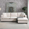 100.4 Beige Cloud Couches for Home Living Room Sofa Set Modern L Shaped Sectional Couch with Convertible Ottoman 4 Seater Comfy Polyester Fabric Modular Sofa for Apartment Bedroom Office