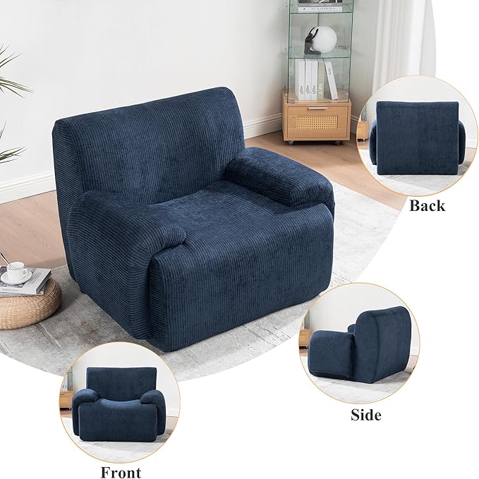 Mlmh &amp Kngwa Set of 2 Boneless Accent Chair 42 inch Oversized Chairs for Living Room Comfy Reading Nook Chair Single Couch with Wide Armrest for Bedroom Apartment Navy