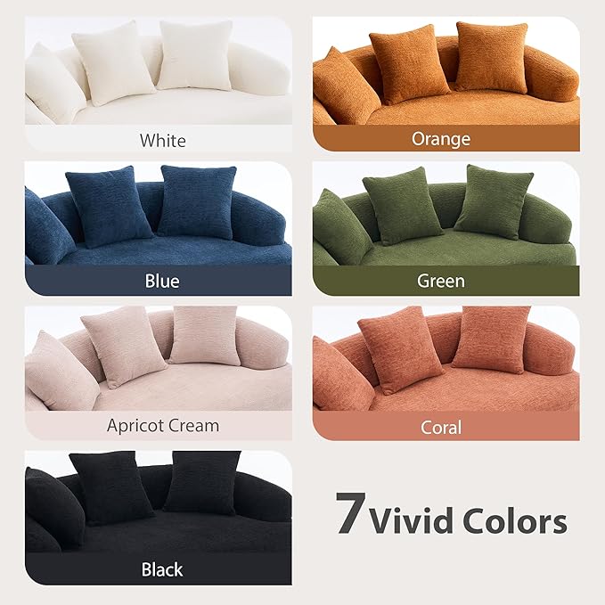 DEINPPA 65'' Modern Small Loveseat Sofa Chenille Upholstered Couch Space-Saving Design Plush Comfort Sofa with 3 Pillows No Assembly Needed for Small Spaces Living Room ApartmentBlue | Lasting S