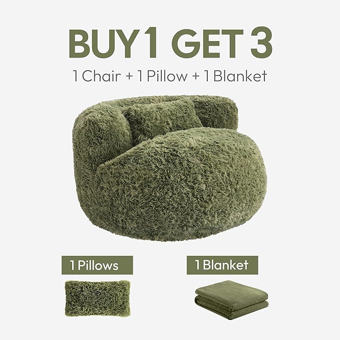 CHITA Compact Expandable Lounge Chair with Pillow Ideal for Living Room Olive