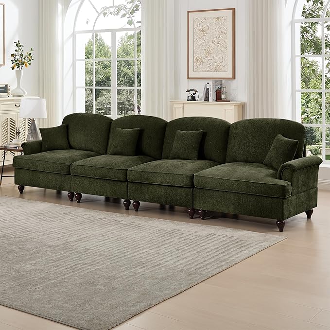 KEIKI 137 4Seat Modular Velvet Sofa Couch for Garden Home Small Space Style Conscious Nature Lovers Warm Inviting Comfy Supportive Rest Space Elegant Premium Premium Design Green