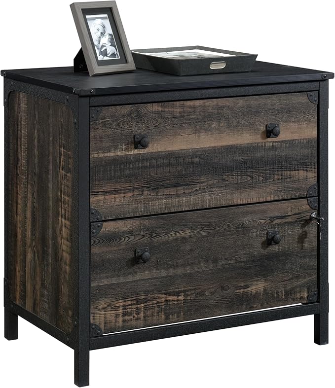 2 Drawer Small File Cabinet with Lock Under Desk Locking Storage Cabinet Organizer A4 Legal/Letter Size Engineered Wood Filing Cabinet for Home OfficeBrown