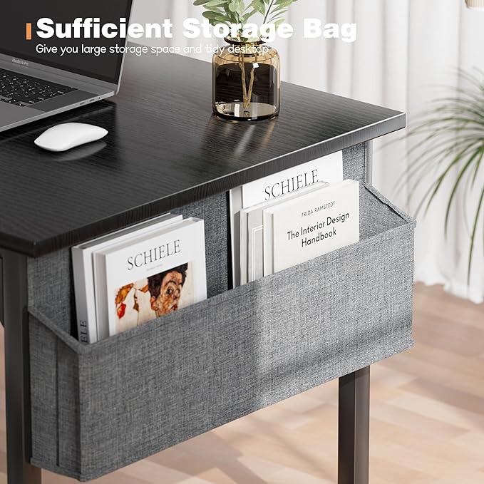 Shahoo Office Computer Desk 32 Inch Student Home Table for Writing Work with Headphone Hook and Storage Bag Dark Black