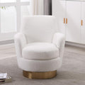 KEIKI Teddy 360° Swivel Barrel Chair with Gold Stainless Steel Base Accent Round Single-seat Upholstered Reading Sofa Armchair for Nursery Reading Living Room Bedroom Lounge Hotel Ivory Teddy