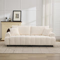 88 Modern Boucle Sofa Couch Oversized Comfy 3 Seater Sherpa Curved Sofas Deep Seat Upholstered Loveseat Teddy Round Arm Couches for Living Room Bedroom Beige