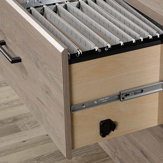 2 Drawer Small File Cabinet with Lock Modern Furniture Under Desk Locking Storage Drawers Organizer Engineered Wood Filing Cabinets for Home OfficeBrown