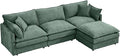 Cloud Couch Modular Sectional Sofa 102-Inch L-Shaped Chenille Fabric 3-Seater with Movable Ottoman Living Room Couch Set with Memory Foam Cushions (Mint Green L)