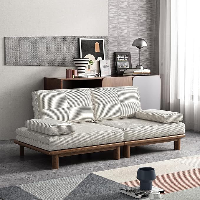 Lartis 78.7 Sofa Bed Sleeper Pull Out Couch Modern Couch Convertible Modern Futon for Living Room/Apartment/Bedroom Modular Design SofaFull Solid Wood Frame