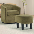 CANMOV Swivel Accent Chair for Multi-Scene Use 360 Degree Club Chair with Ottoman Set Comfy Fabric Barrel Reading Chairs with Simple Line Design for Living Room Bedroom Round Reading Chair Green