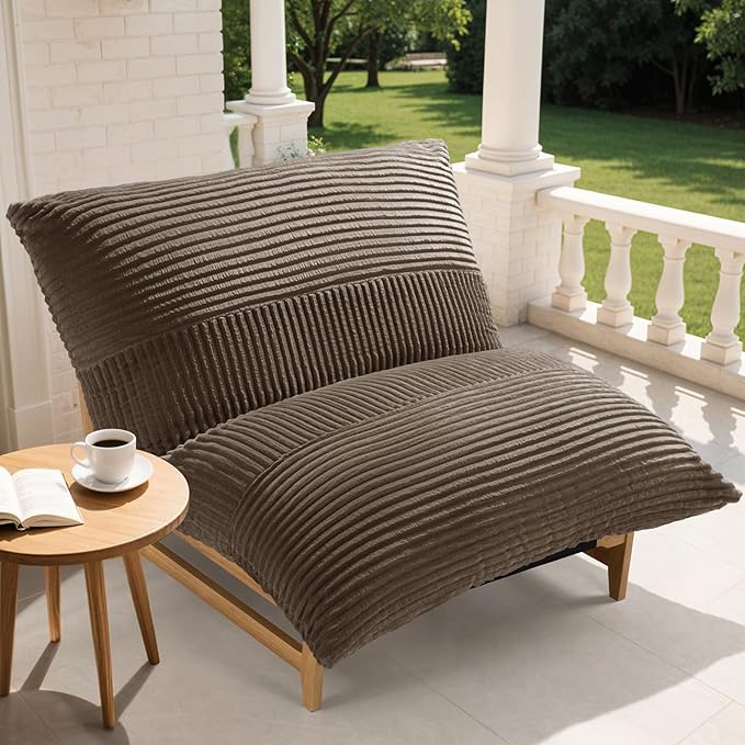 Oversized Comfy Cloud-Like Accent Chair Extra-deep Seat Bean Bag Chairs Convertible Stuffed Bean Bag Cushion with Removable Washable Cover Brown
