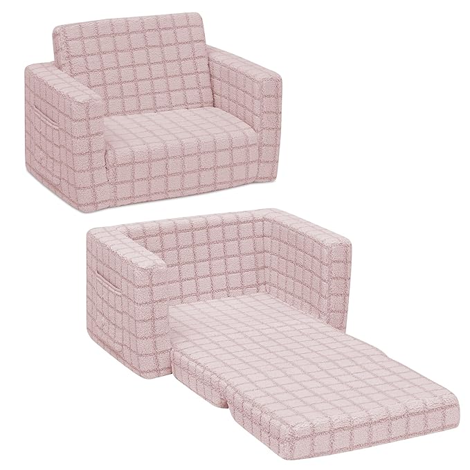 Delta Children Checkered Cozee Flip-Out Chair Pink