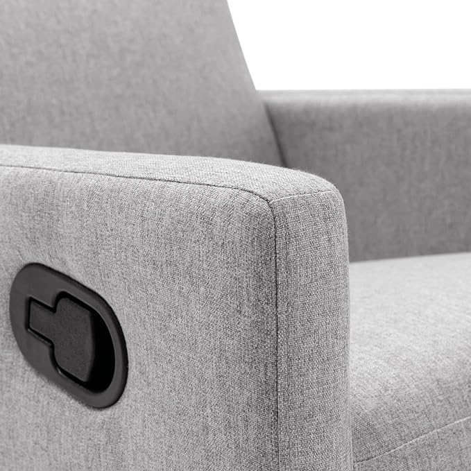 Modern Upholstered Recliner Chair with Tall Backrest Rocker Nursery Chair Plush Seating Glider Swivel Recliner Chair Single Sofa Home Theater Seating with Square Arms (Gray+Square Arms)