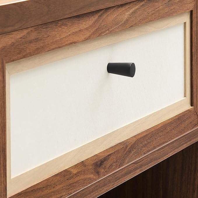 Modway Capri Mid-Century Modern Wood Grain Nightstand Bedside Table in Walnut Side Table with Drawer Nightstand with Storage