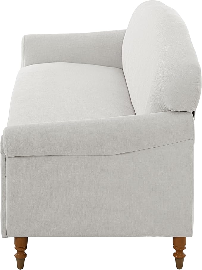 Christopher Knight Home Sola 77.5'' Modern Chenille Upholstered Loveseat Sofa with Rolled Armrest and Rubberwood Frame 2-Seater Home Sofa Living Room Comfy Couch for Hotel/Apartment Light Grey