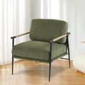 Accent Chair Mid Century Modern Armchair for Living RoomBedroomOfficeLounge Comfy Chenille Upholstered Soft Removable Washable Cushions and PillowsMetal Wood-Grain Armrest LegsGreen