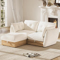 70 L Shaped Sofa Modular Sectional Cloud Couch with Storage Cotton and Linen Fabrics Modern Oversized Deep Seat Sofa with Armrest Pillow Easy Assembly for Living Room Apartment Ivory