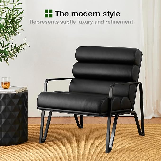 Glitzhome Accent Chairs Set of 2 Mid-Century Reading Armchair for Living Room Metal Frame with V-Leg Design &amp Soft Cushion 2 PCS