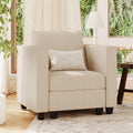 Belffin Corduroy Armchair Modular Arm Chair with Storage Modern Couch for Living Room Beige