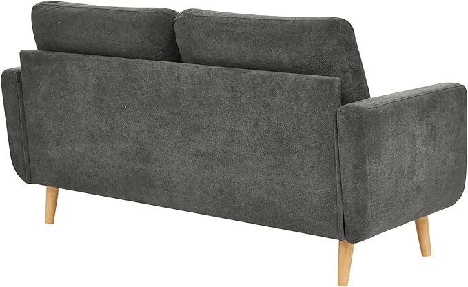 65 W Gray Loveseat Sofa Mid Century Modern Love Seat Couches for Living Room Button Tufted Upholstered Small Couch for Bedroom Solid Wood Legs and Easy to Install Love Seats Furniture (Gray)